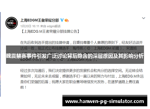 魏震禁赛事件引发广泛讨论背后隐含的深层原因及其影响分析